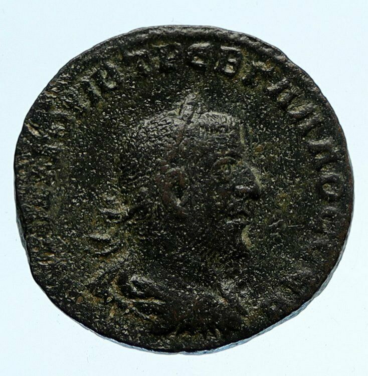 TREBONIANUS GALLUS Authentic Ancient OLD 251 AD Roman Coin TYCHE SHRINE i95883