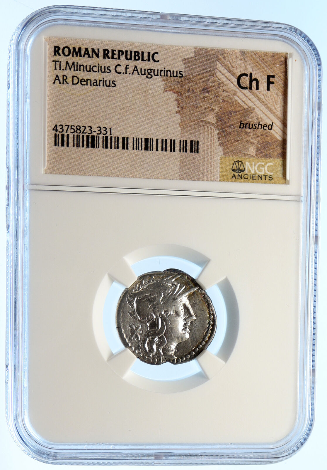 Roman Republic 134BC Rome Lower GRAIN Cost Statue Ancient Silver Coin NGC i96168