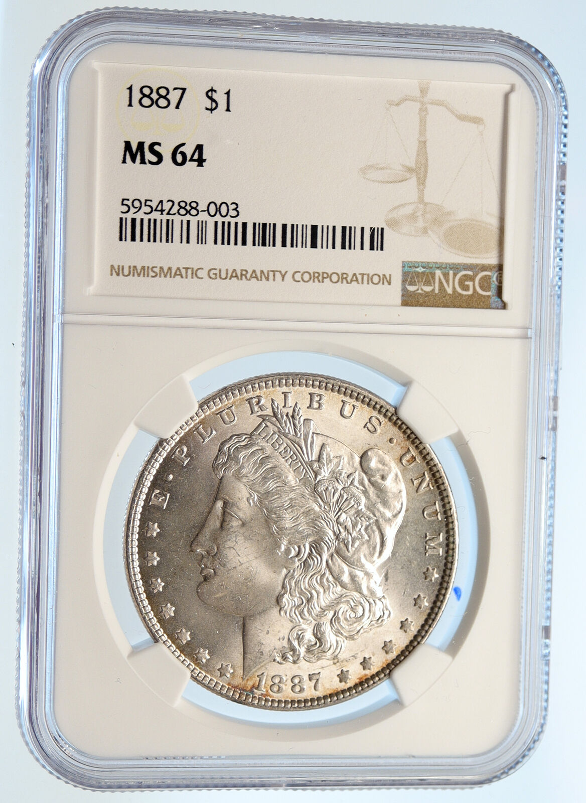 1887 UNITED STATES of America SILVER Morgan OLD US Dollar Coin EAGLE NGC i95559