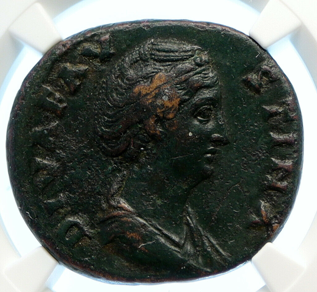 FAUSTINA II Jr VINTAGE Ancient OLD Roman Coin AETERNITAS PHOENIX NGC i96156