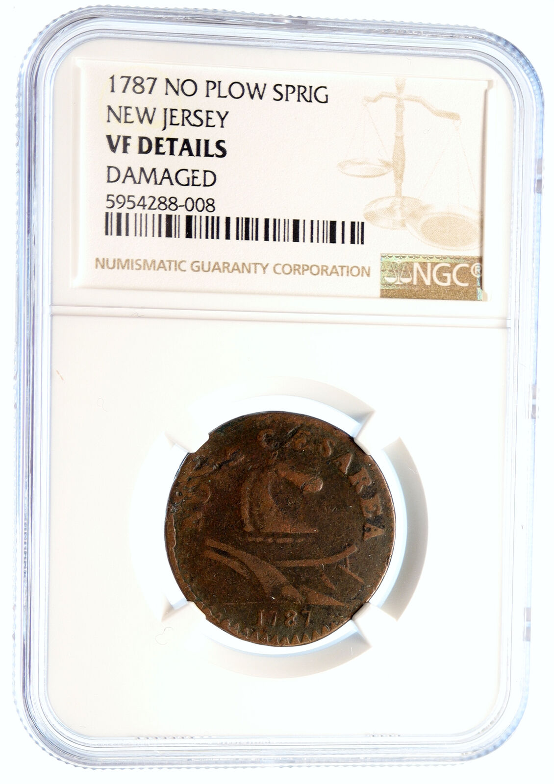 1787 US post Colonial PRE-FEDERAL NEW JERSEY Penny Antique Coin HORSE NGC i95563