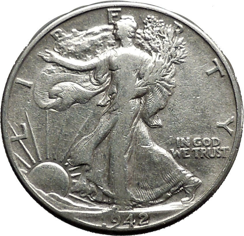 1942 WALKING LIBERTY Half Dollar Bald Eagle United States Silver Coin i44653