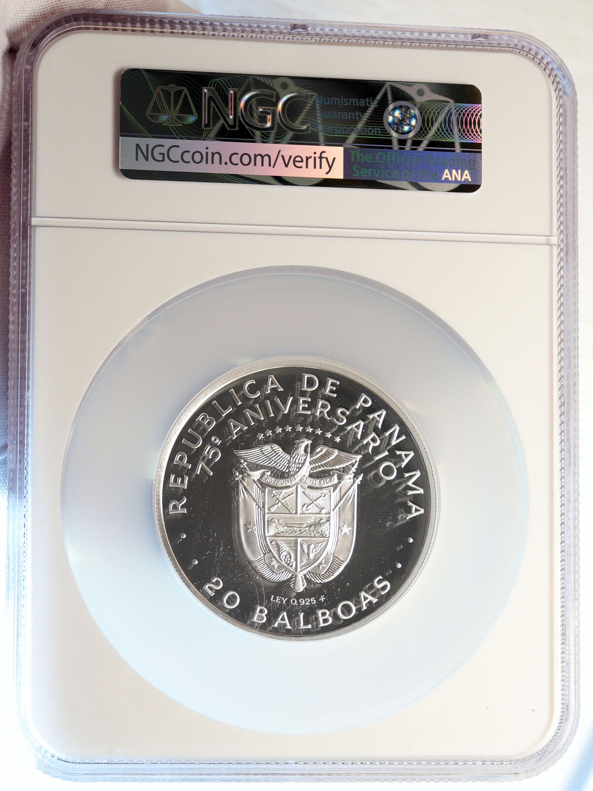 1978 PANAMA Spanish Conquistador Hero OLD Huge Silver 20 BALBOA Coin NGC i96727