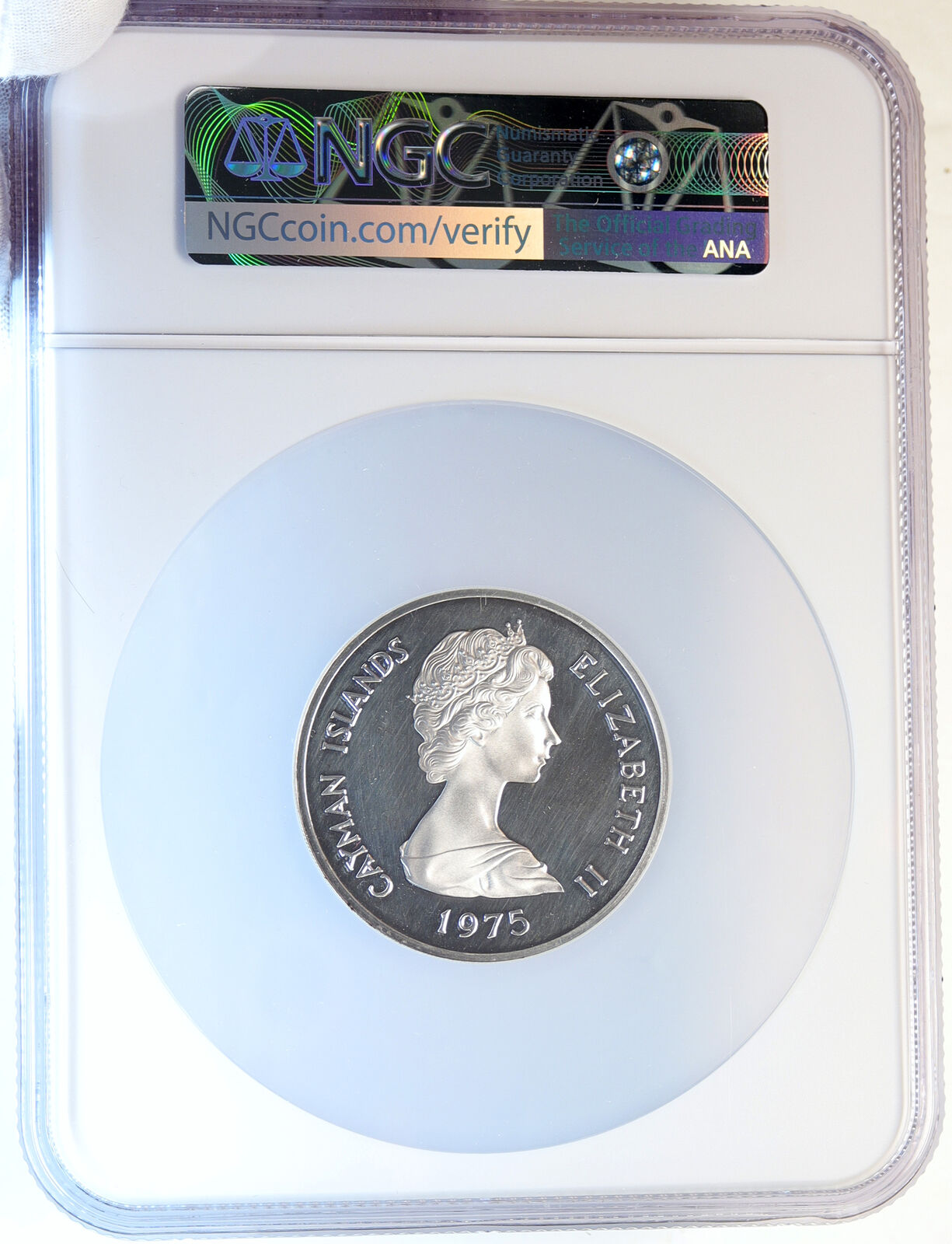 1975 CAYMAN ISLANDS UK Elizabeth Victoria Mary Anne PF Silver 50 Coin NGC i96729