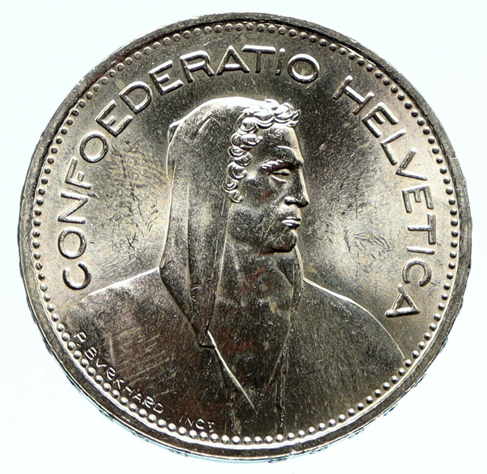 1965 B Switzerland Founding HERO WILLIAM TELL 5 Francs Silver Swiss Coin i96108