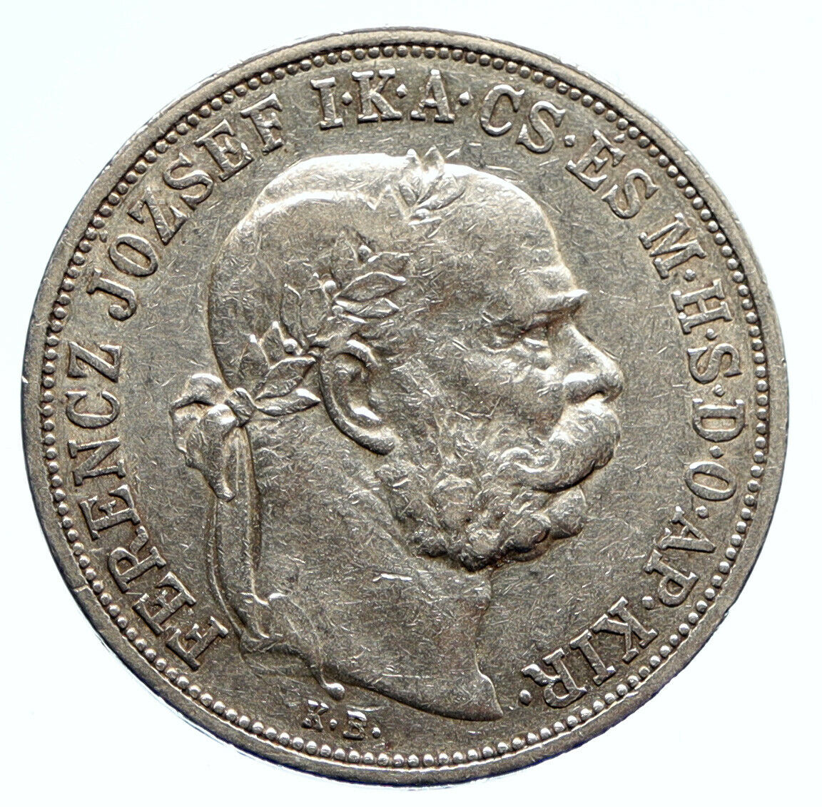 1908 HUNGARY w King Franz Joseph I Hungarian Antique Silver 5 Korona Coin i96119