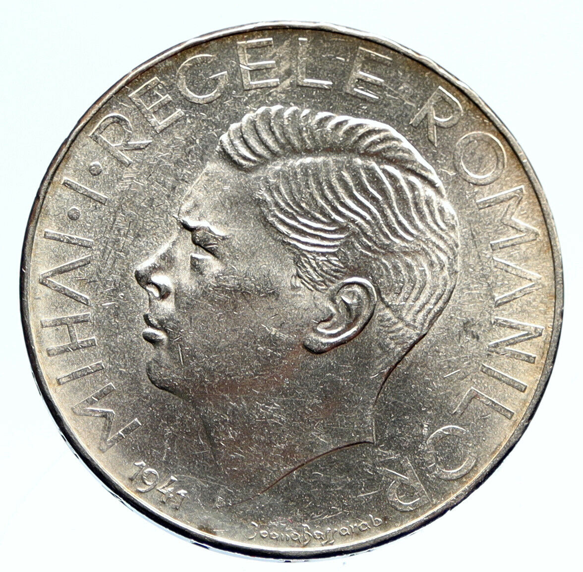 1941 ROMANIA Michael I Antique VINTAGE OLD Silver 500 LEI Romanian Coin i96084