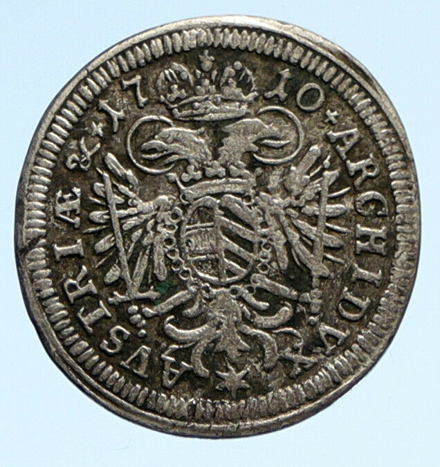 1710 BOHEMIA Kingdom SILESIA KING JOSEPH I Antique Silver 3 Kreuzer Coin i96095