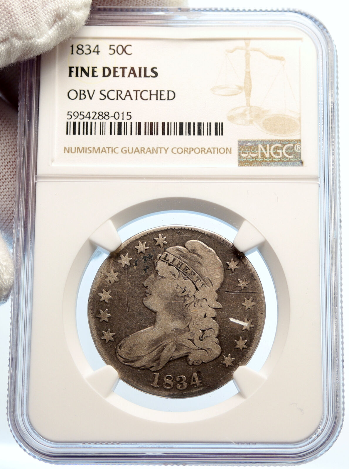 1834 UNITED STATES Capped Liberty Bust Half Dollar OLD Silver US Coin NGC i95571