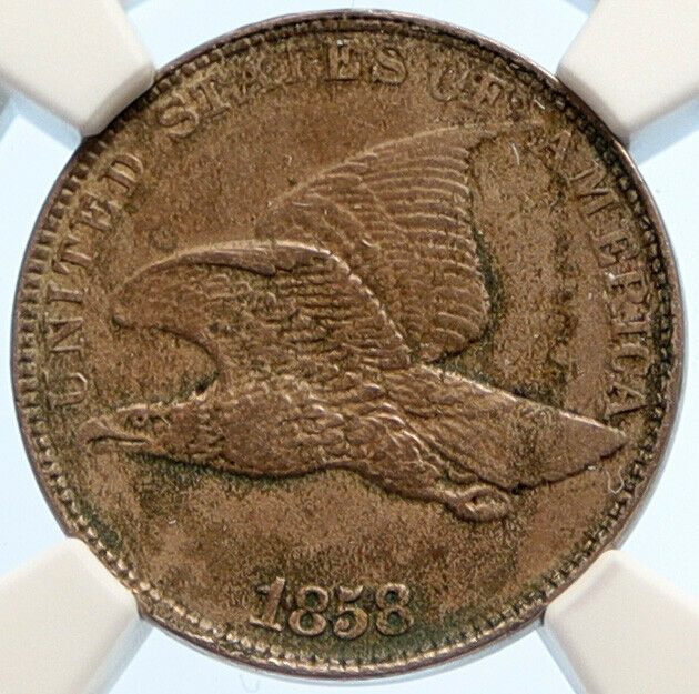 1858 UNITED STATES USA Flying Eagle Wreath ANTIQUE VINTAGE Cent Coin NGC i95568