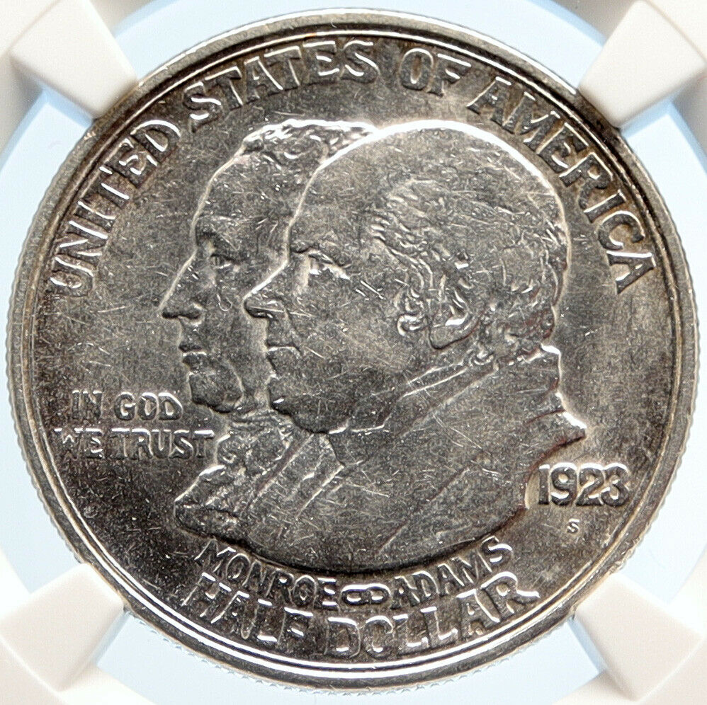 1923 S USA Los Angeles JAMES MONROE QUINCY ADAMS Silver Half $ Coin NGC i95546