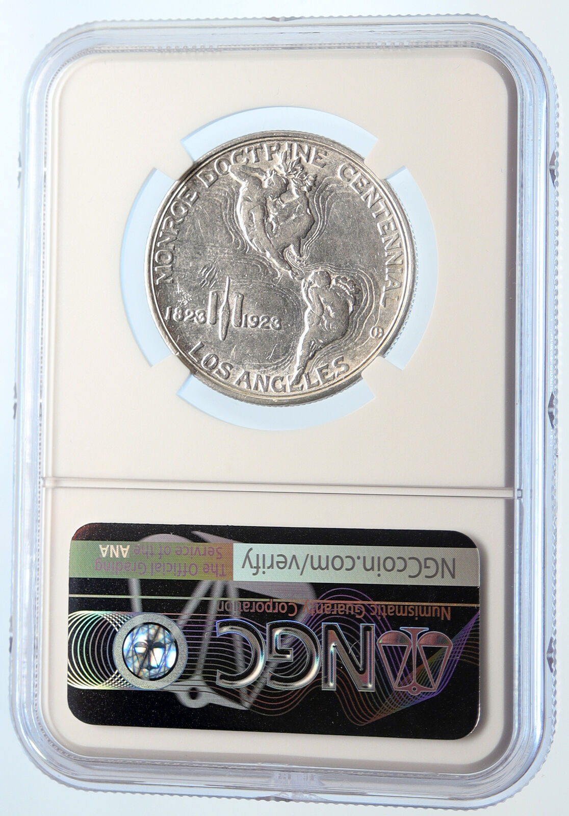 1923 S USA Los Angeles JAMES MONROE QUINCY ADAMS Silver Half $ Coin NGC i95546