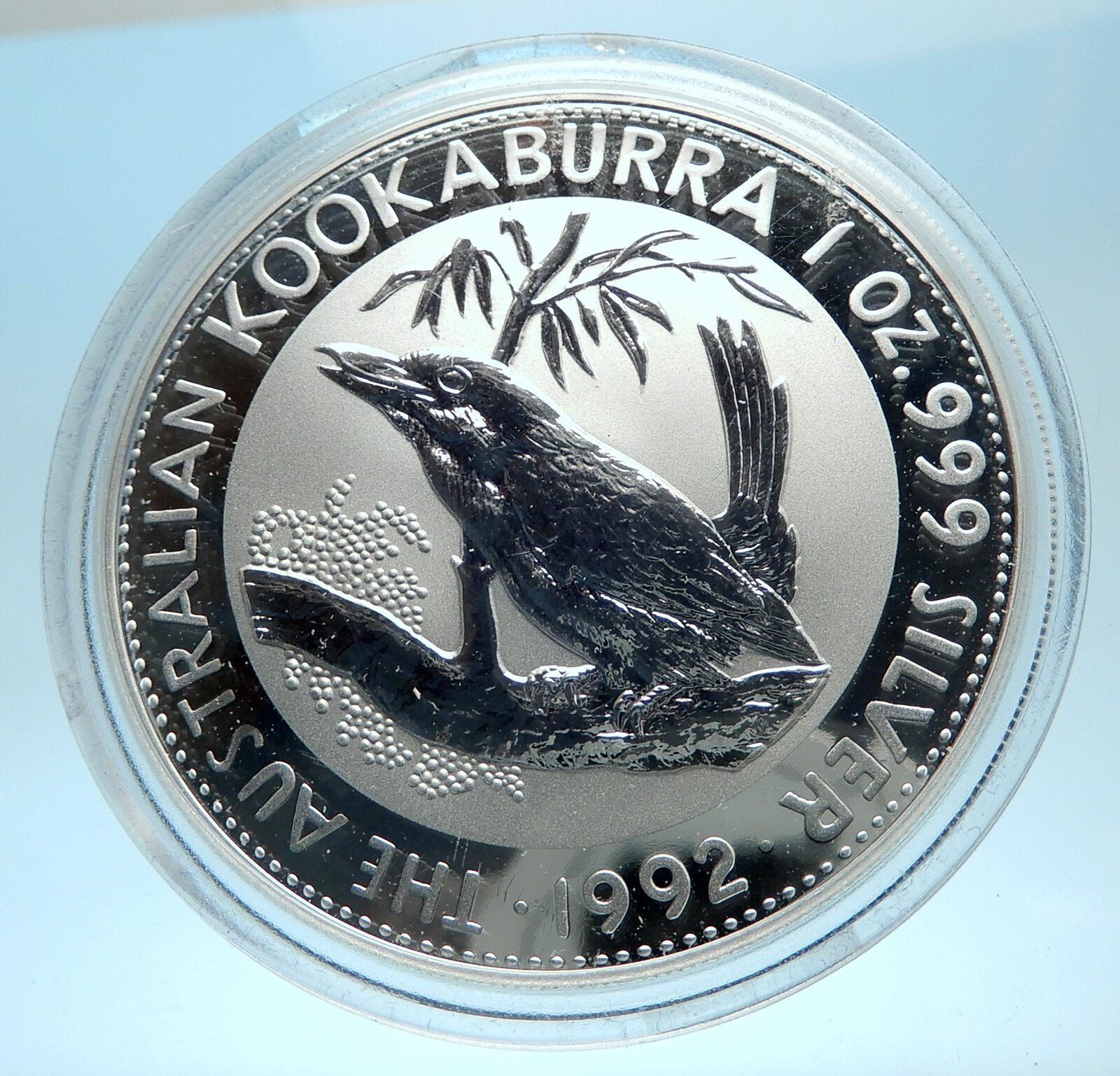 1992 AUSTRALIA Kookaburra Bird Tree 1 oz Silver 1 Dollar Australian Coin i77566