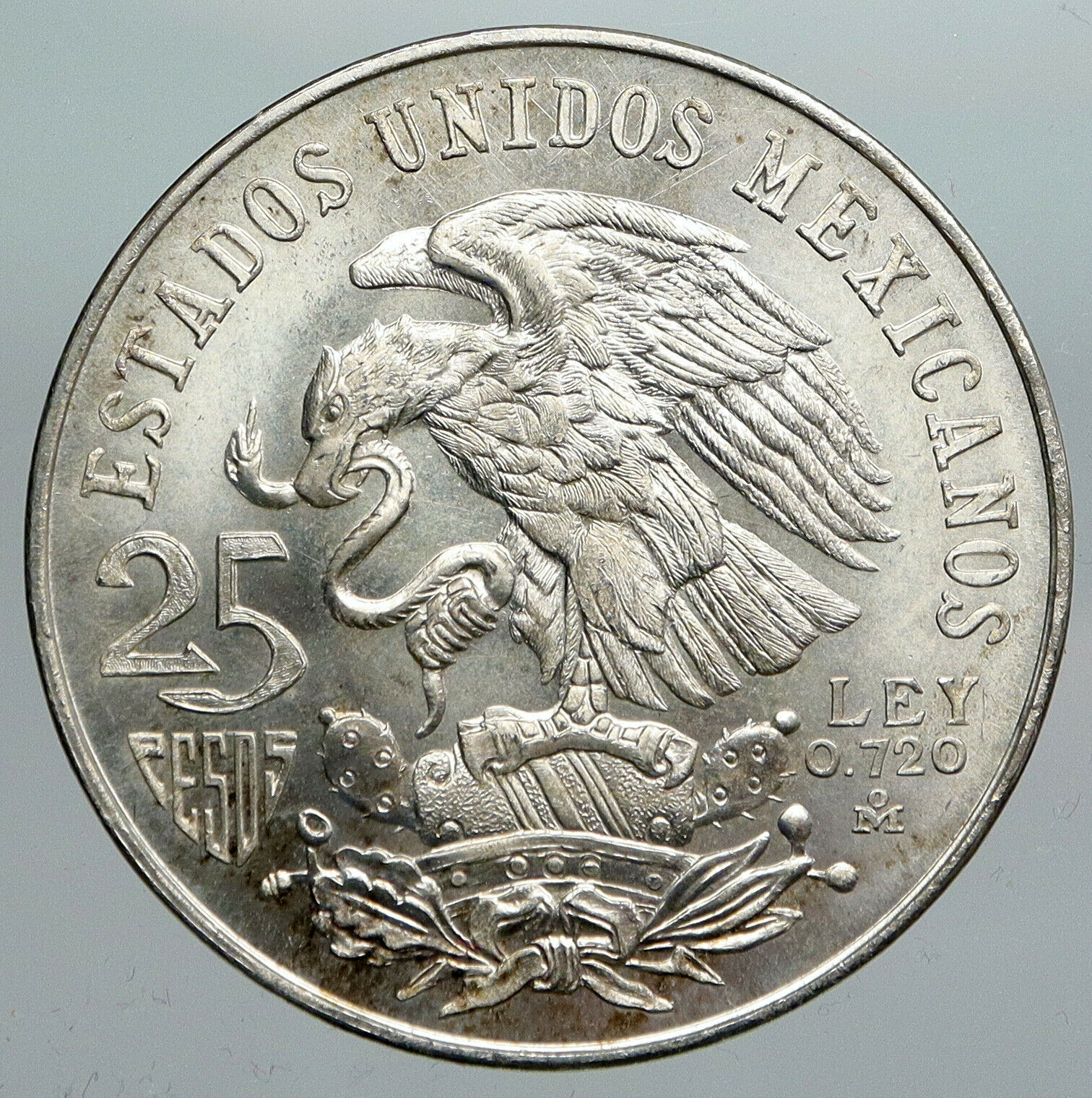 1968 Mexico XIX Olympic Games Aztec Ball Player BIG 25 Pesos Silver Coin i90489