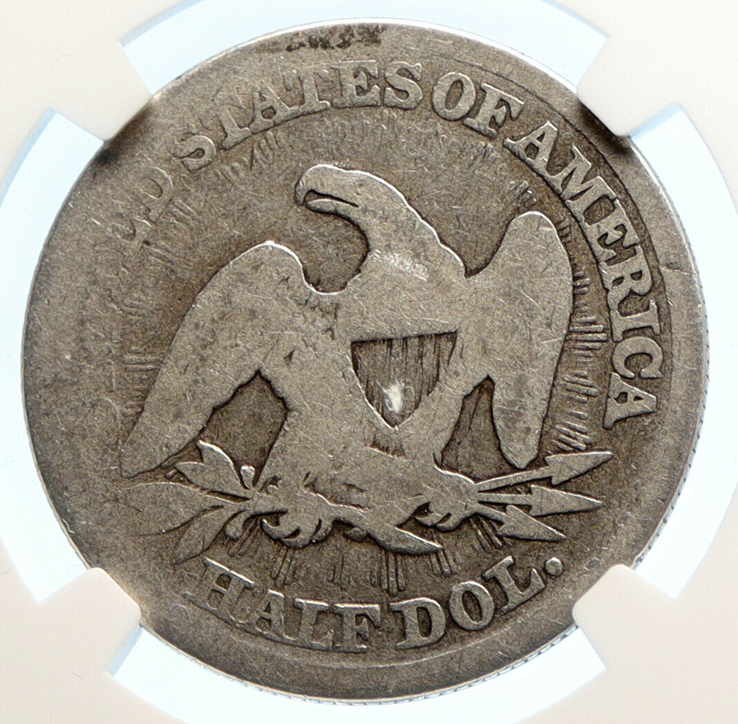 1853 P UNITED STATES US Silver SEATED LIBERTY Half Dollar Coin EAGLE NGC i95611