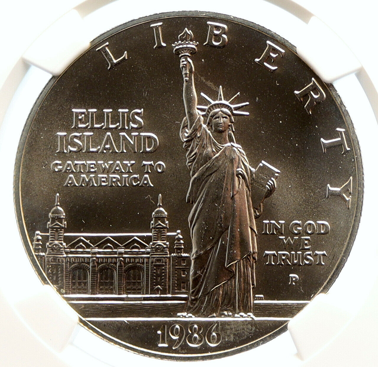 1986 P UNITED STATES Ellis Island Statue Liberty OLD Silver Dollar Coin i95610