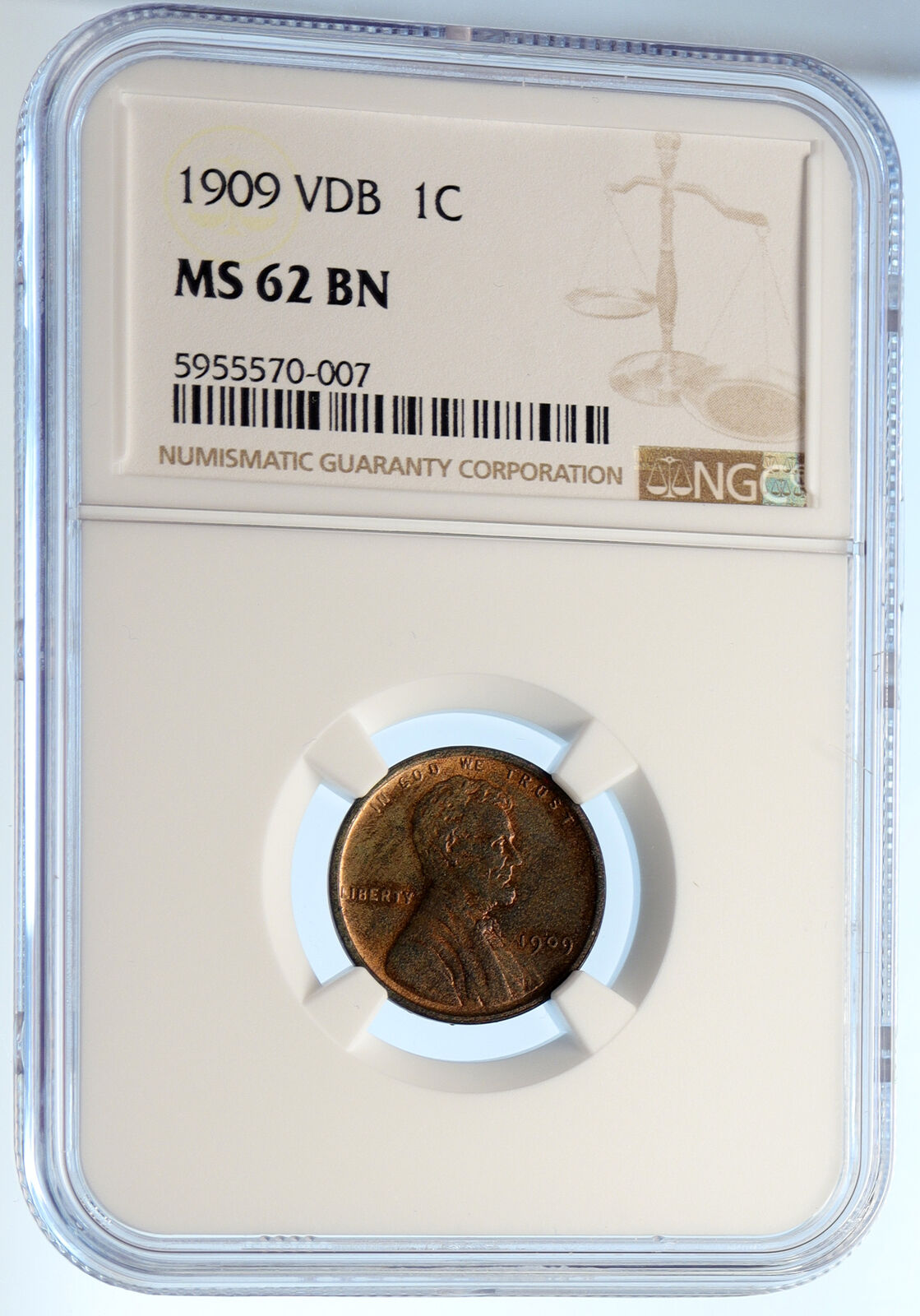 1909 USA United States of America LINCOLN WHEAT EARS OLD CENT Coin NGC i95609