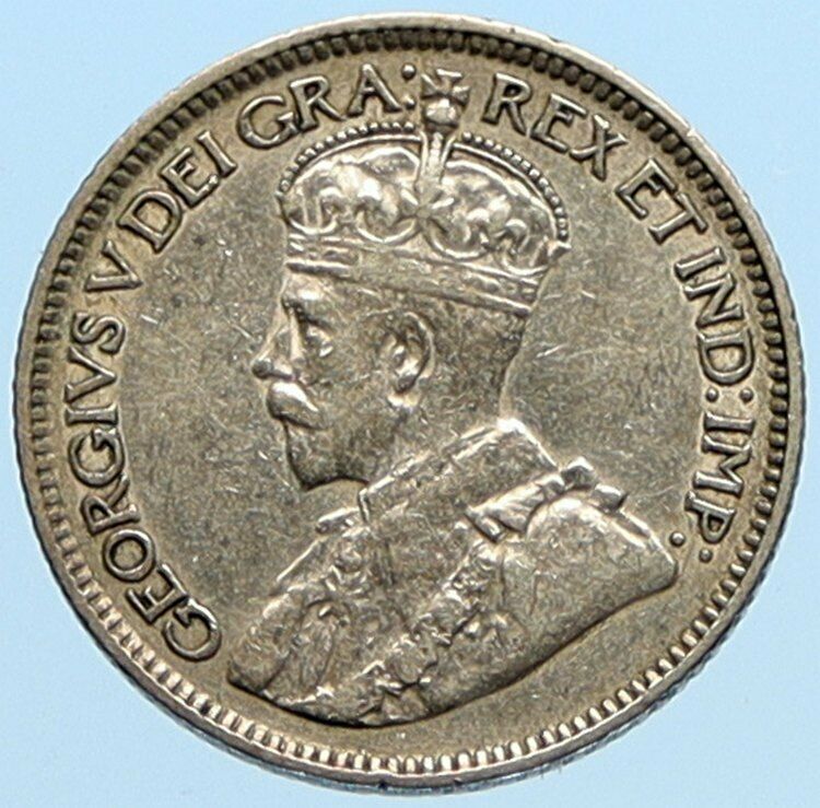 1918 CANADA King GEORGE V Original Genuine Antique Silver 10 Cents Coin i97020