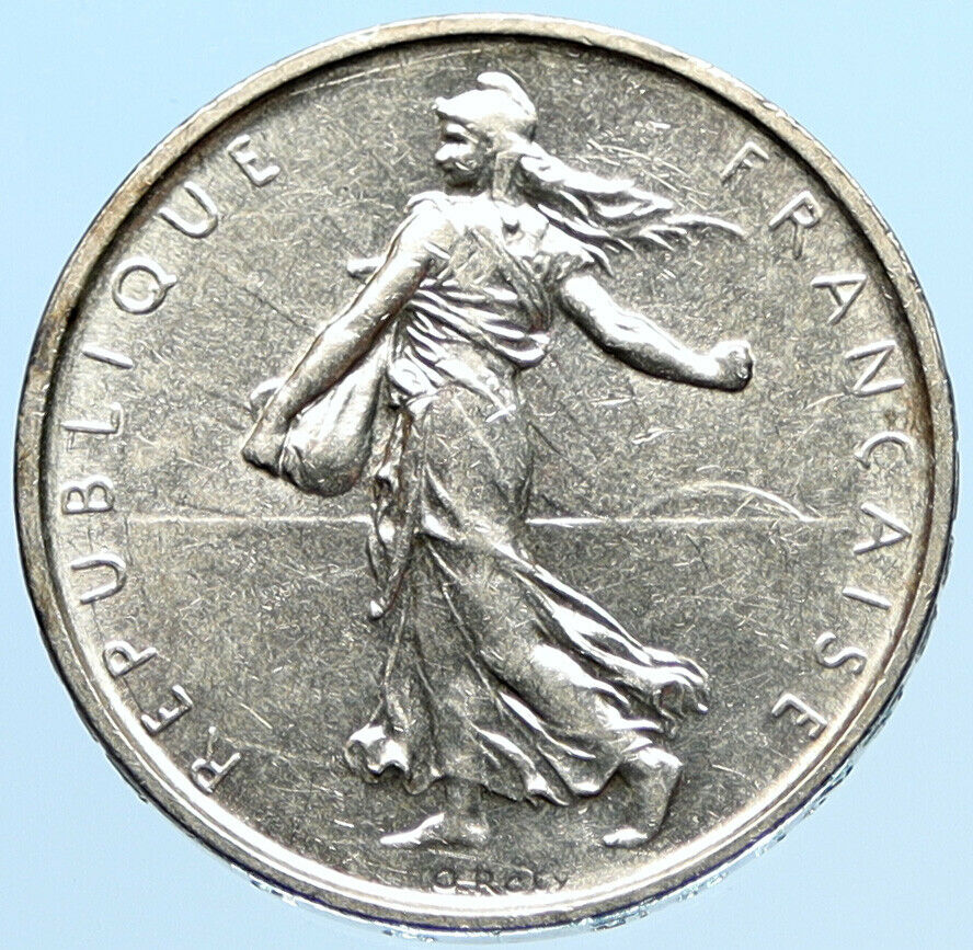 1962 FRANCE La Semeuse French SOWER WOMAN Old LARGE Silver 5 Francs Coin i97027