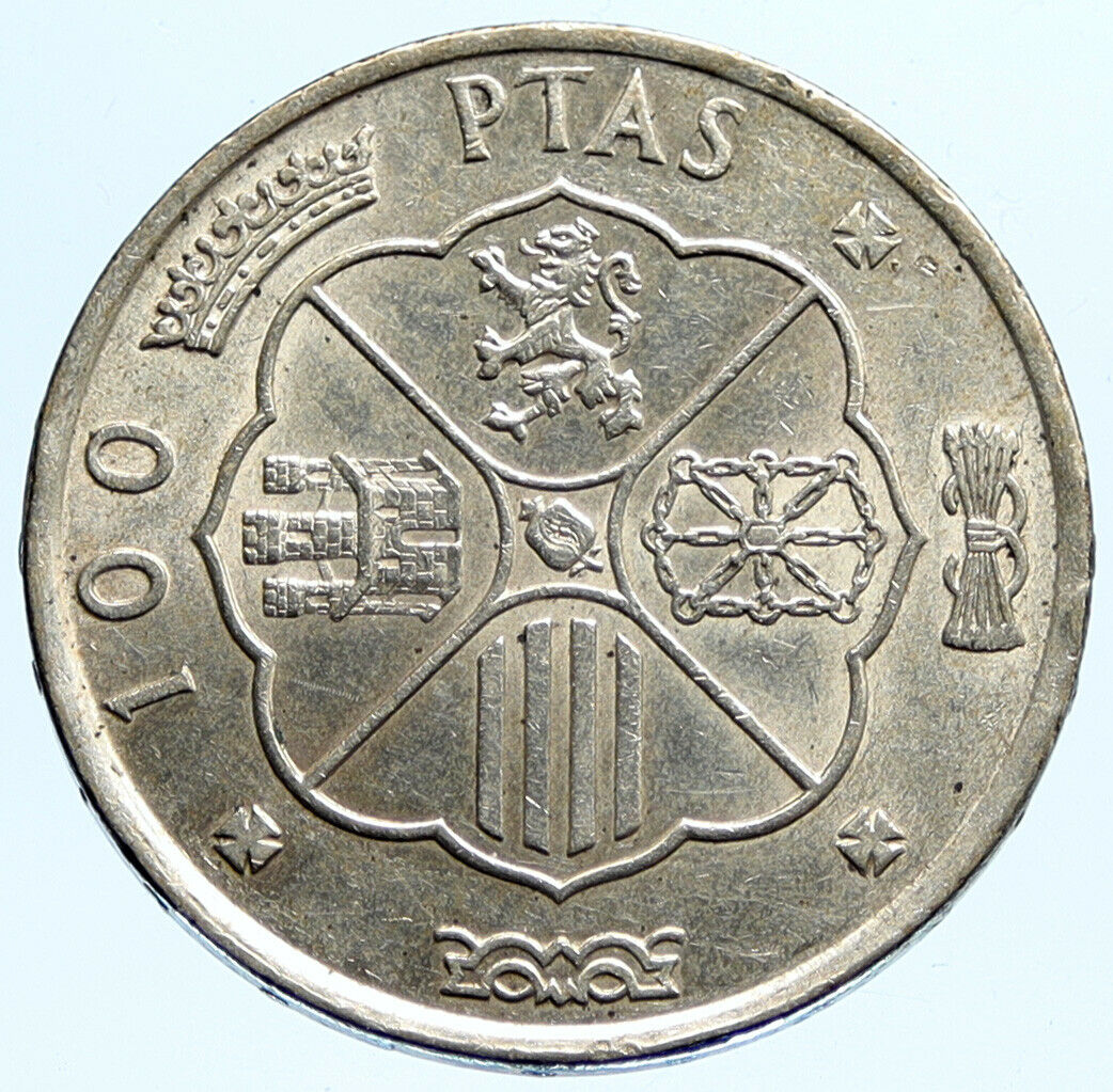 1966 SPAIN Large Franco Caudillo VINTAGE Silver 100 Pesetas Spanish Coin i96751