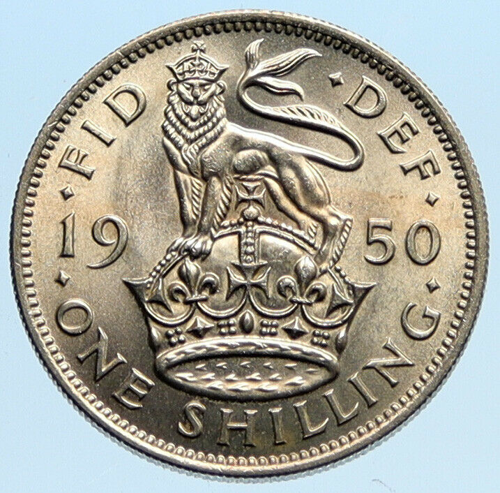 1950 Great Britain UK United Kingdom VINTAGE SHILLING Coin King George VI i96755