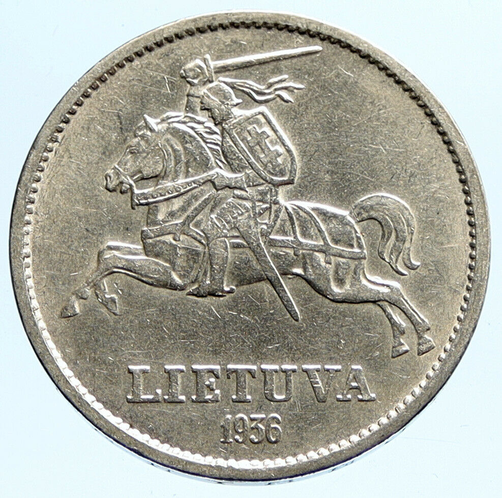 1936 LITHUANIA VYTAUTAS the GREAT Vintage Silver 10 Litai Lithuanian Coin i96753