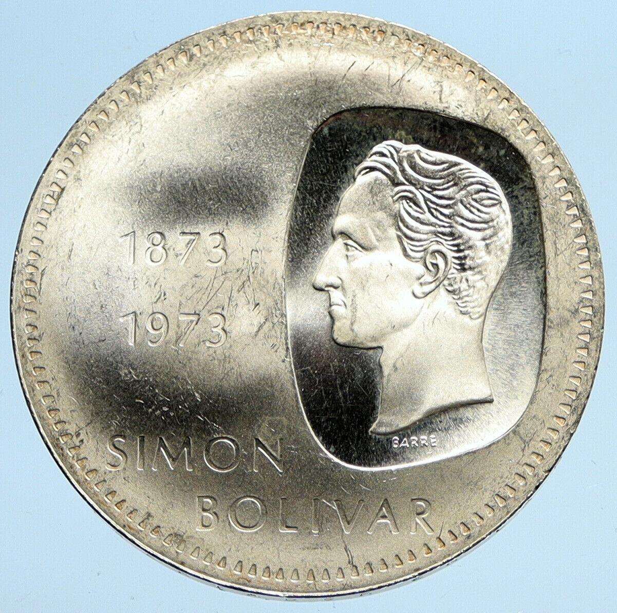 1973 Freemason President Simon Bolivar VENEZUELA Founder Silver 10 B Coin i96758