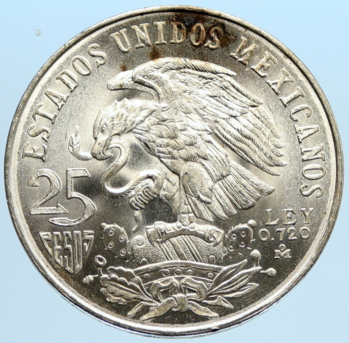 1968 Mexico XIX Olympic Games Aztec Ball Player BIG 25 Pesos Silver Coin i96614