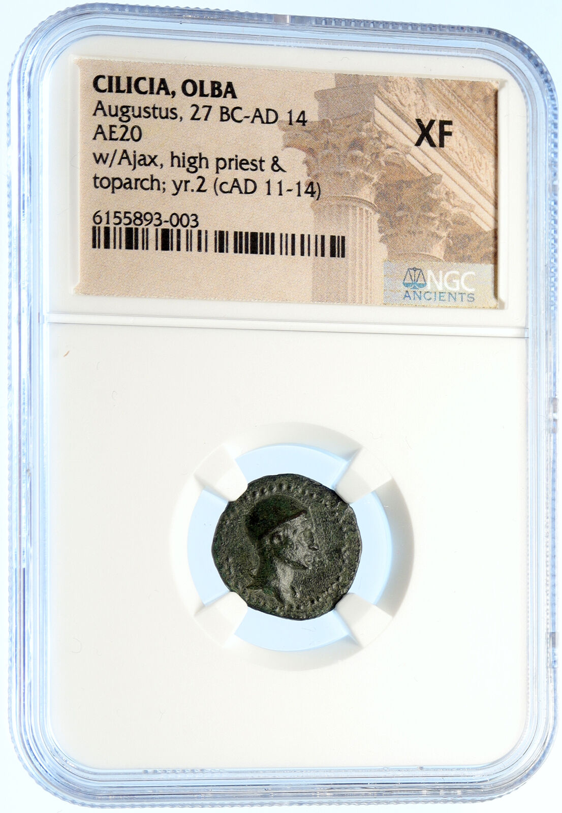 OLBA Cilicia Ajax High Priest Augustus Time 10AD ANCIENT Greek Coin NGC i94466