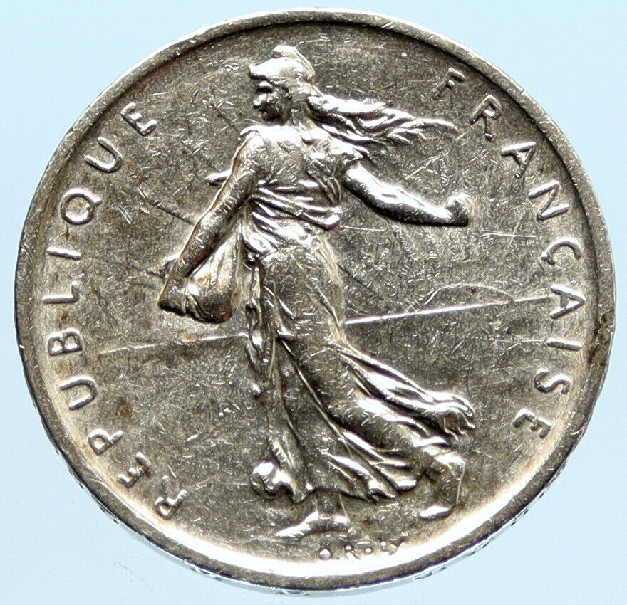 1960 FRANCE La Semeuse French SOWER WOMAN Old LARGE Silver 5 Francs Coin i96615