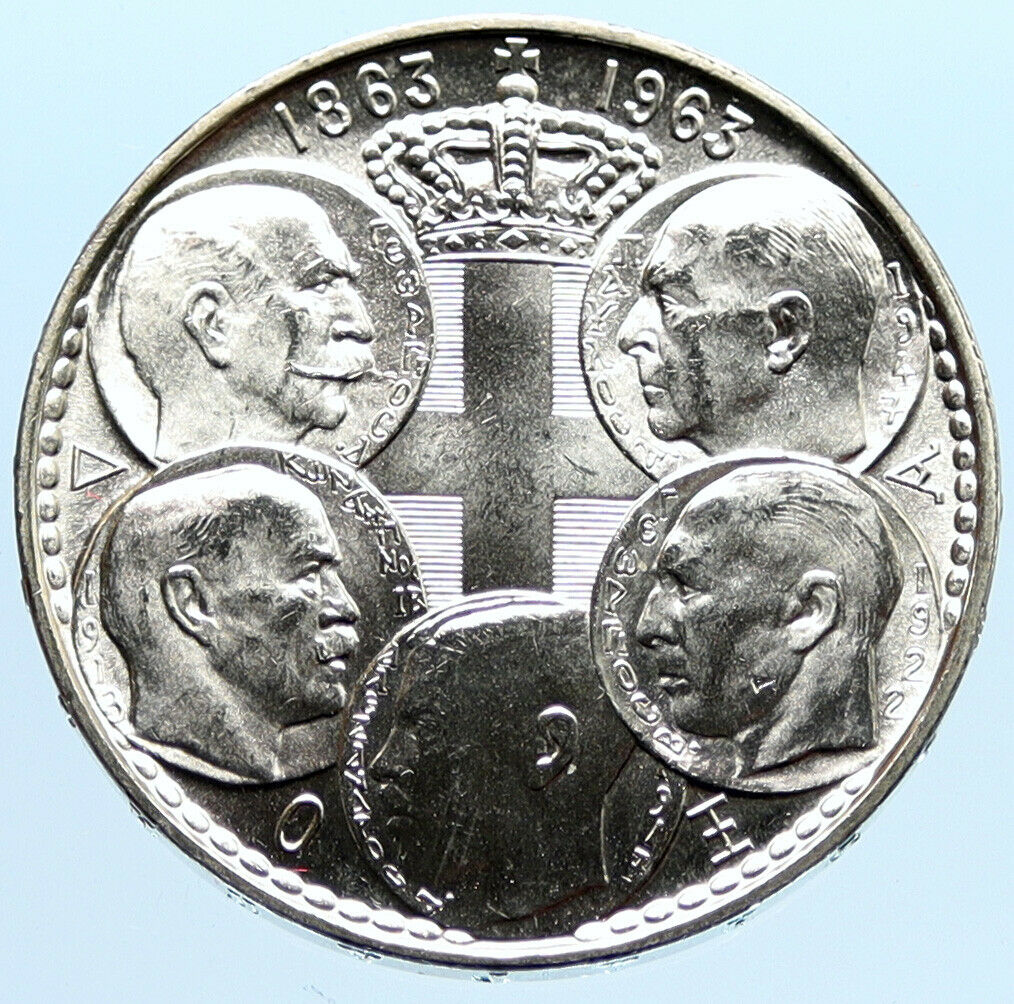 1963 GREECE PAUL GEORGE I II ALEXANDER CONSTANTINE Silver 30 Drachma Coin i96609