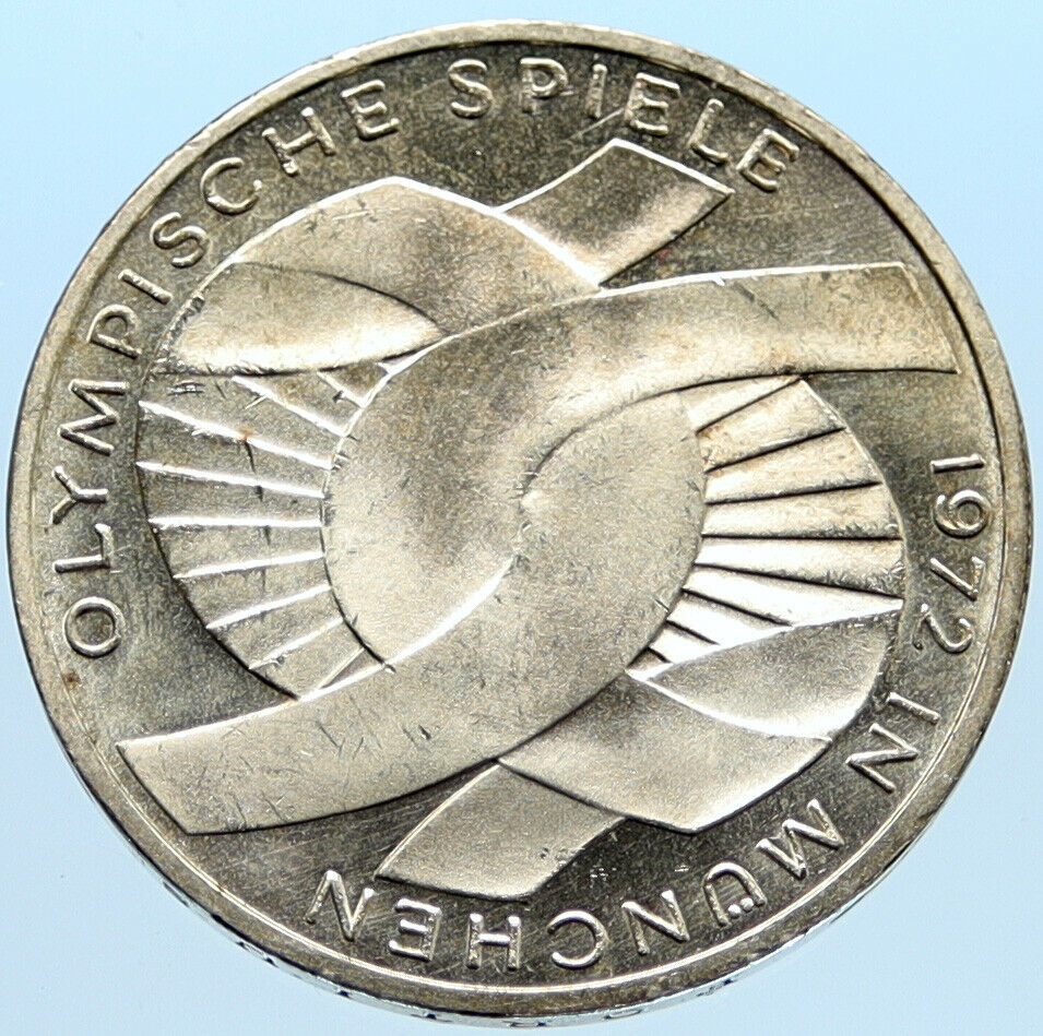 1972 G GERMANY Munich Summer Olympics Games Schleife PRF Silver 10 M Coin i96611