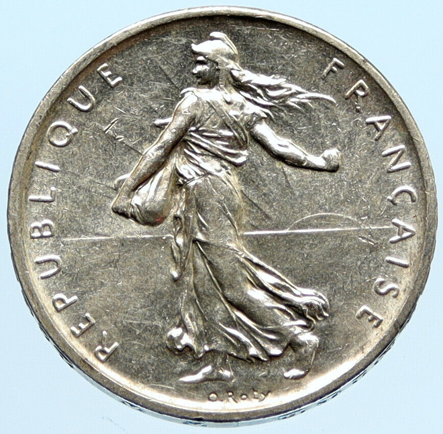 1960 FRANCE La Semeuse French SOWER WOMAN Old LARGE Silver 5 Francs Coin i96617