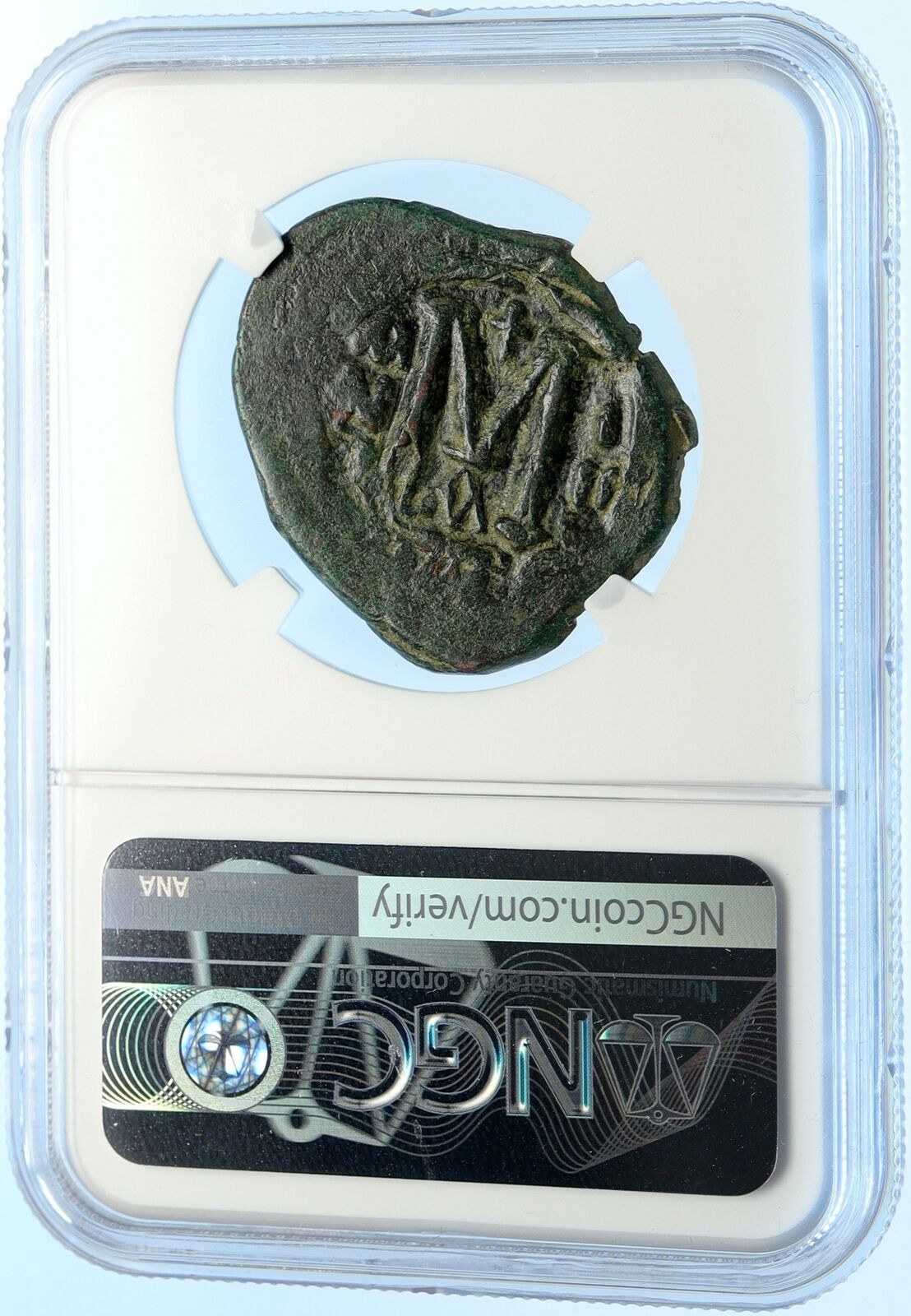 HERACLIUS Authentic Ancient 612AD Byzantine Follis Coin LARGE M CROSS NGC i94460