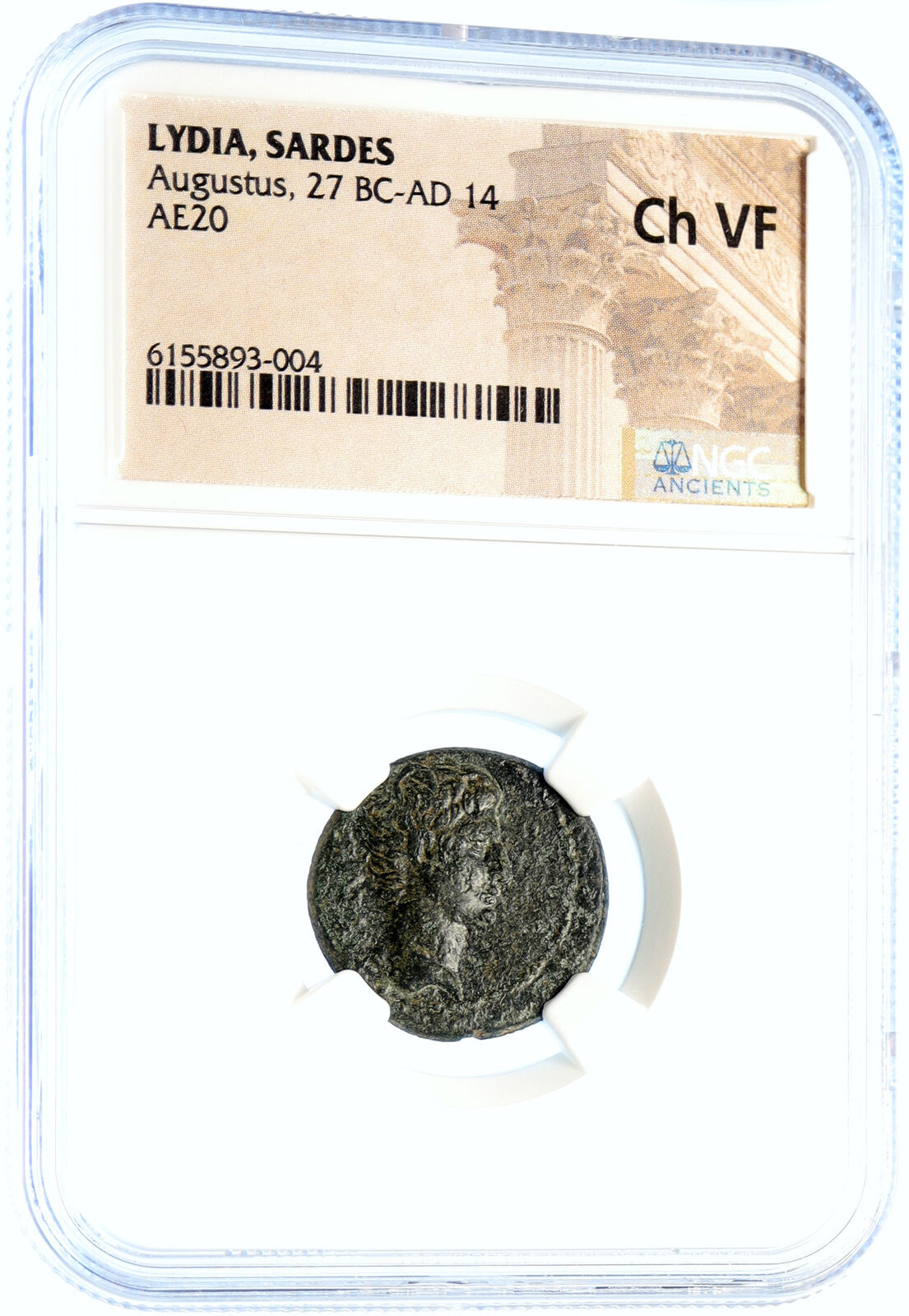 AUGUSTUS Authentic Ancient Antique 27BC Rome Roman Coin SARDES ZEUS NGC i94467