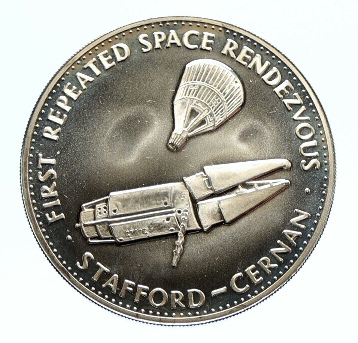 1970's USA NASA Gemini IX Moon ASTRONAUT Maneuver Test Proof Silver MEDAL i96373