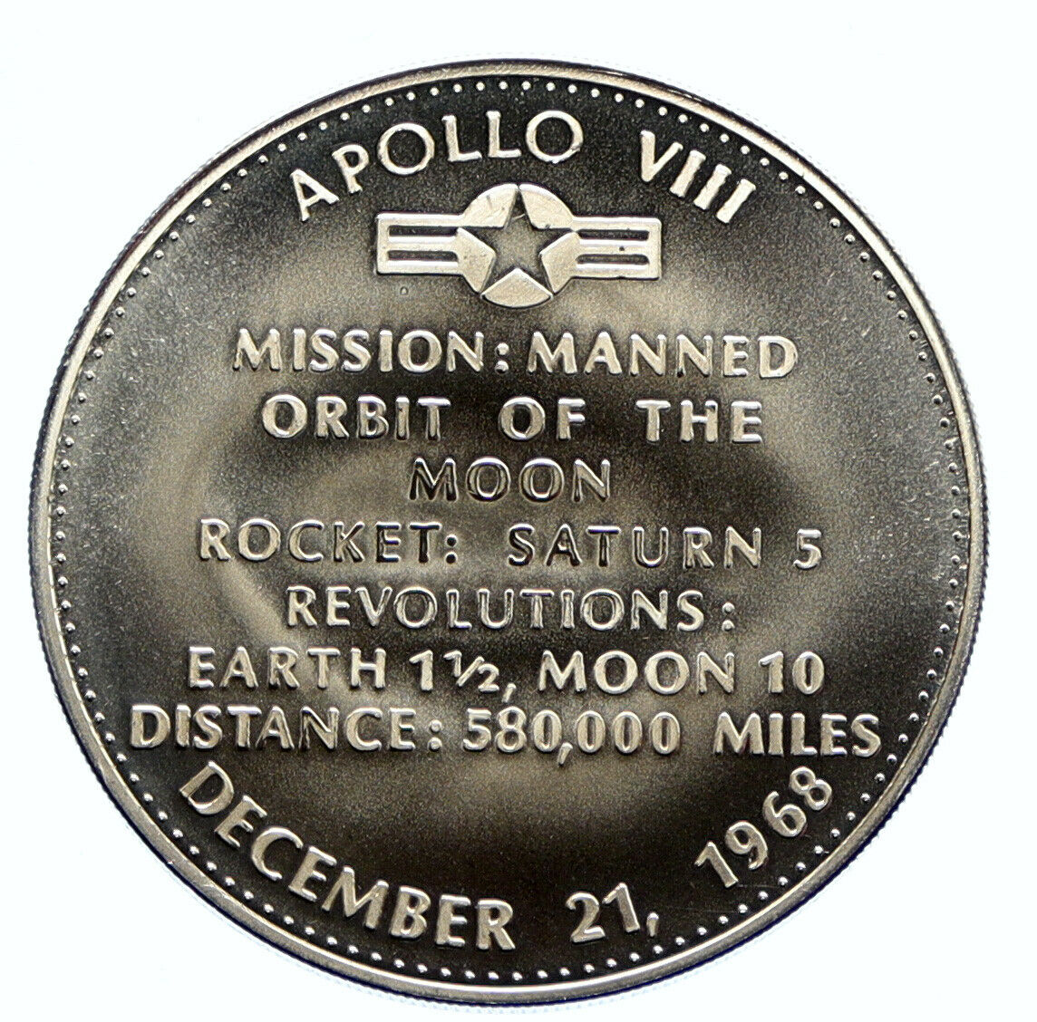 1970's USA NASA First Apollo VIII Saturn 1B ASTRONAUT Proof Silver MEDAL i96366