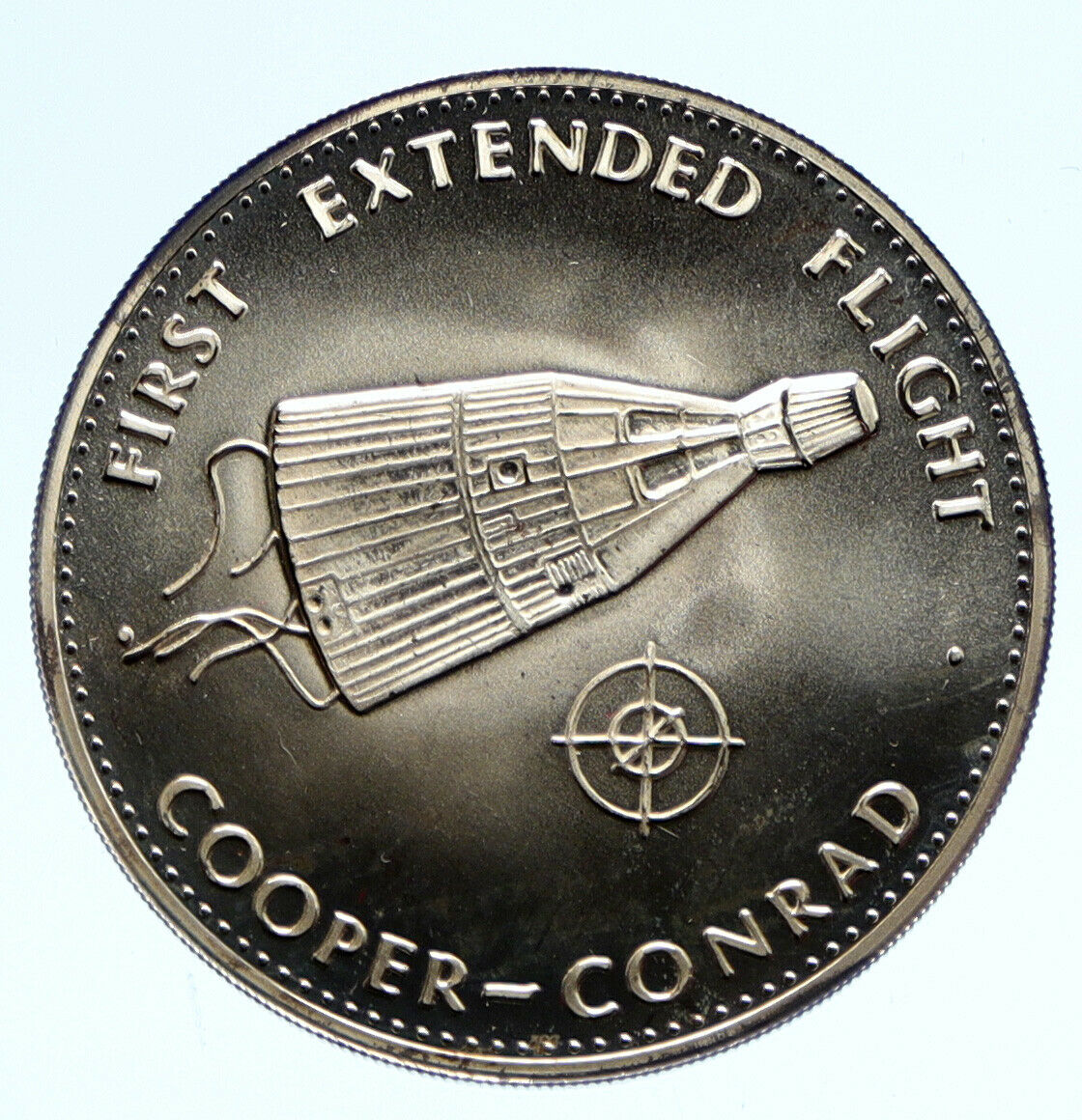 1970's USA NASA Gemini V First Long Flight ASTRONAUTS Proof Silver MEDAL i96361