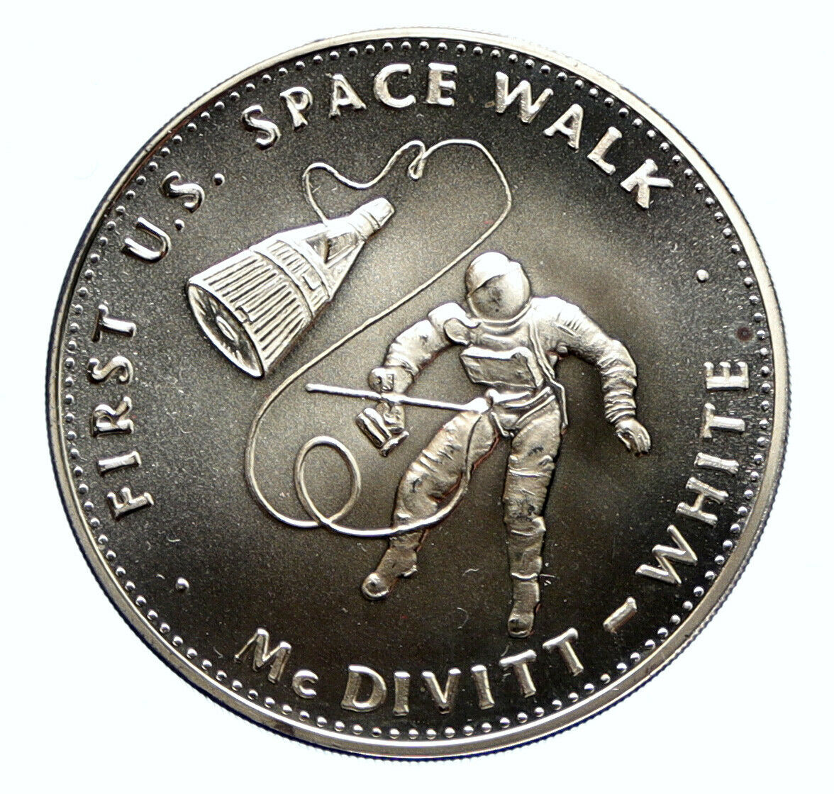 1970's USA NASA Gemini IV First ASTRONAUTS Space Walk Proof Silver MEDAL i96360