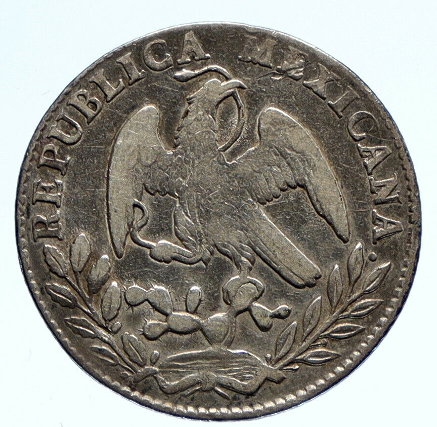 1863 Mo MEXICO SPAIN Eagle & Liberty CAP Silver Antique 2 Reales OLD Coin i96230