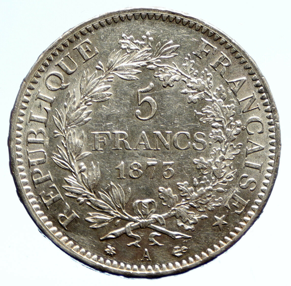 1873 A FRANCE Hercules Group Antique VINTAGE Silver 5 Franc French Coin i96237