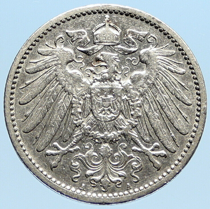 1905 A WILHELM II of GERMANY Antique German Empire Silver Mark Coin Eagle i96853