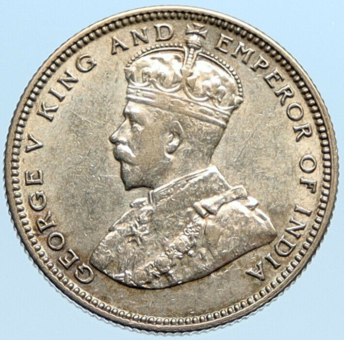 1927 STRAITS SETTLEMENTS UK King George V OLD ANTIQUE SILVER 20Cent Coin i96854