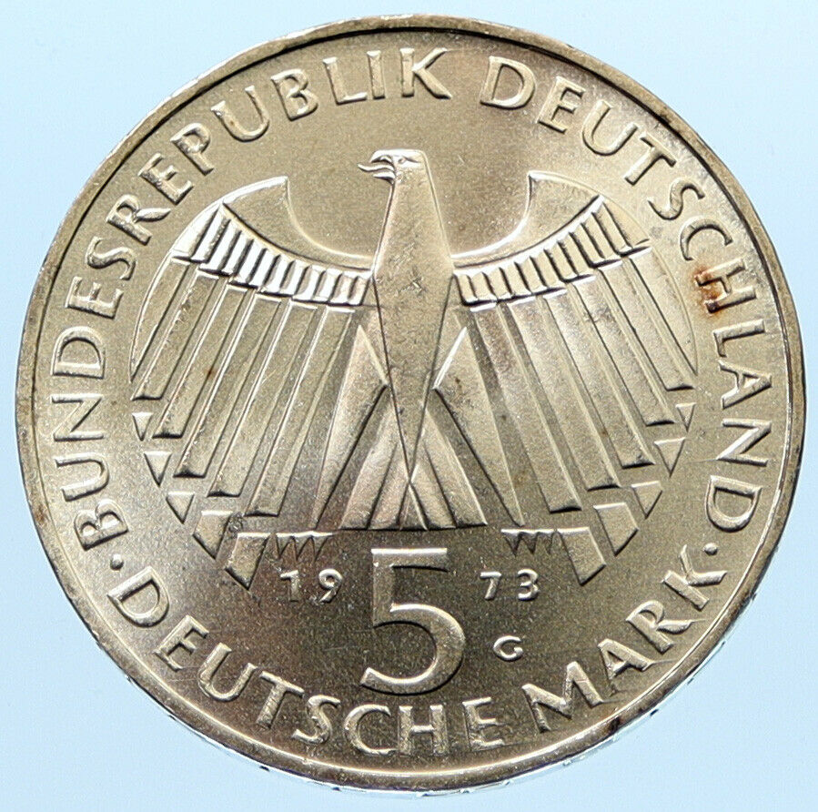 1973 G GERMANY FRANFURT PARLIAMENT BUILDING BU Silver 5 MK German Coin i96848