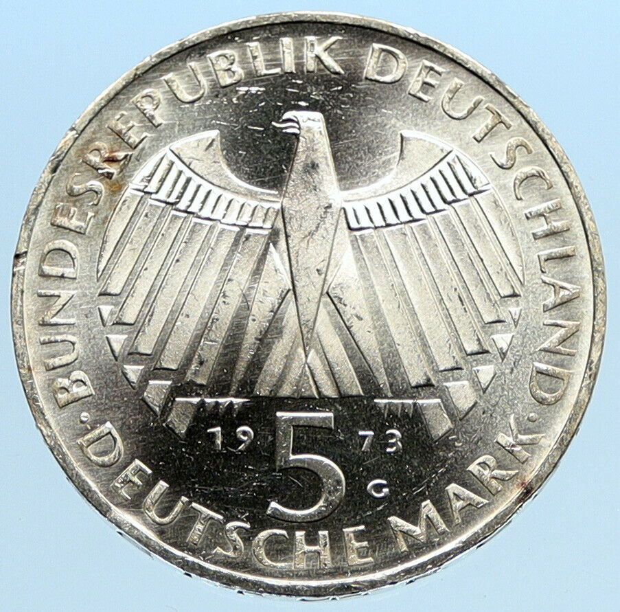 1973 G GERMANY FRANFURT PARLIAMENT BUILDING Proof Silver 5 MK German Coin i96856