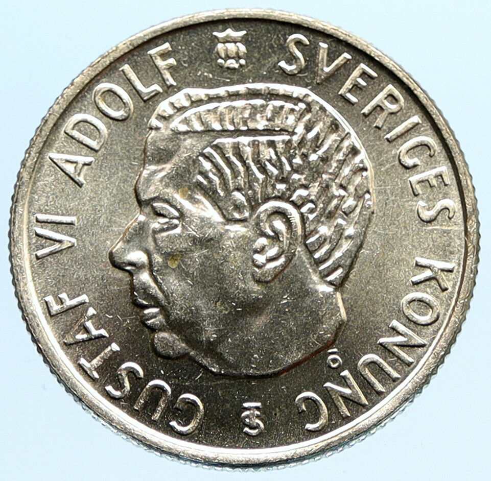 1952 SWEDEN King GUSTAV VI ADOLF 2 Kronor LARGE Silver SWEDISH Coin i96845