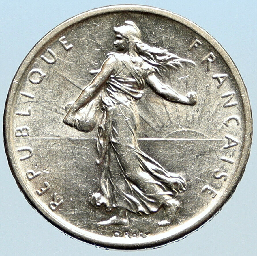 1960 FRANCE La Semeuse French SOWER WOMAN Old LARGE Silver 5 Francs Coin i96863