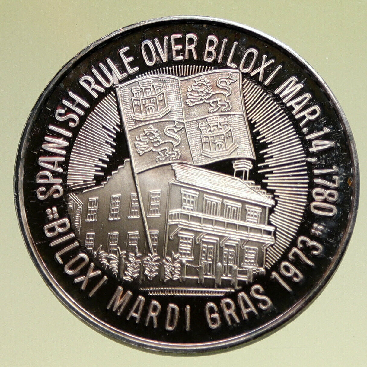 1973 UNITED STATES New Orleans MARDI GRAS Biloxi CARNIVAL Silver Medal i95287