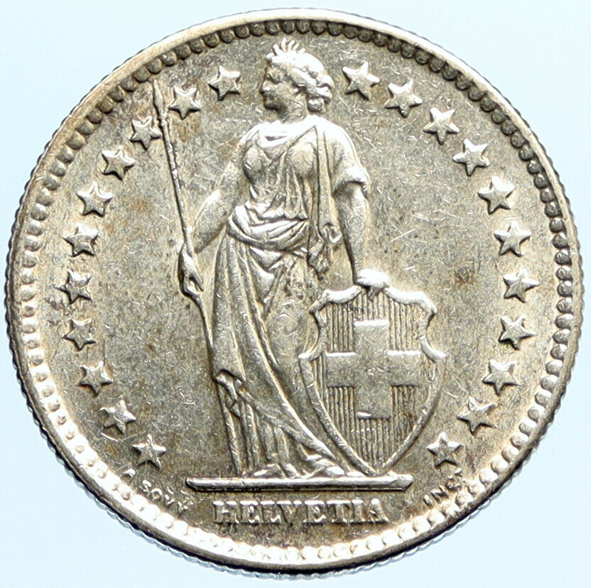 1960B SWITZERLAND - SILVER 2 Francs Coin HELVETIA Symbolizes SWISS Nation i96833