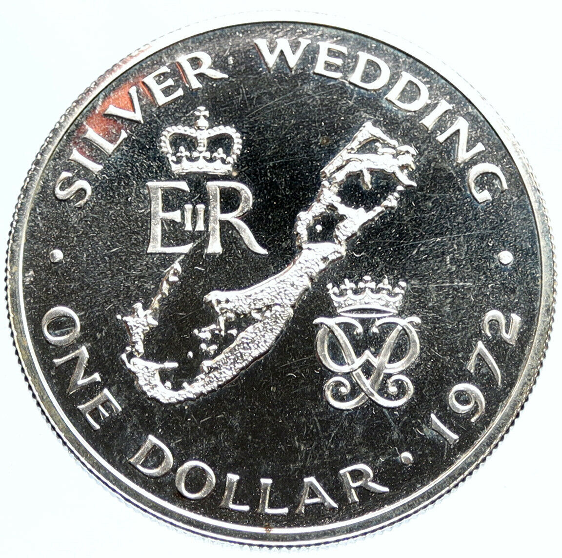 1972 Bermuda UK Elizabeth II Prince Philip Wedding Proof Silver $1 Coin i96898